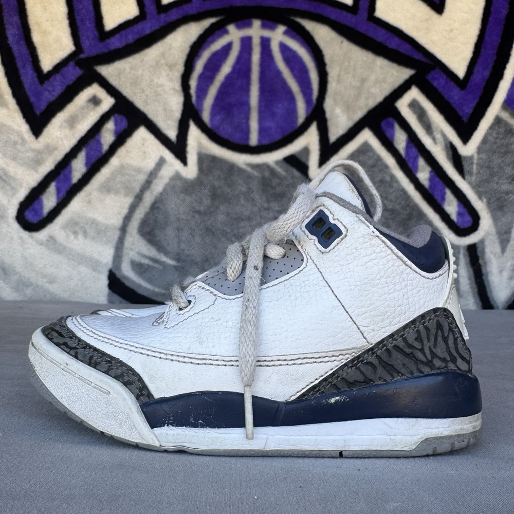Size 11c - Nike Air Jordan 3 Retro Shoes Youth White Midnight Navy DM0966-140
